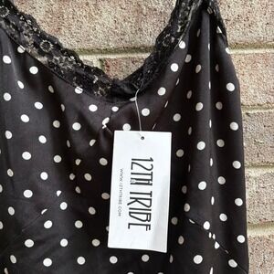 12th Tribe Polka Dot Slip Dress with Lace Trim – NWT – Size Small